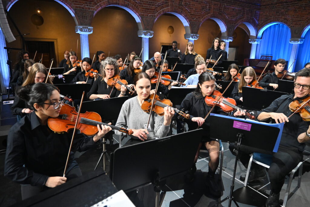 Orkestermusiker i Blå hallen i Stadshuset.
